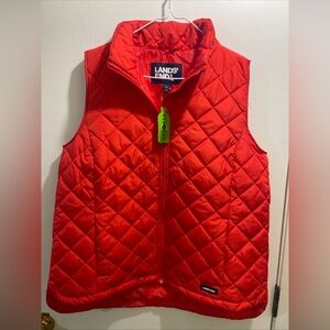 Lands' End Quilted Red Vest LRG l4/l6